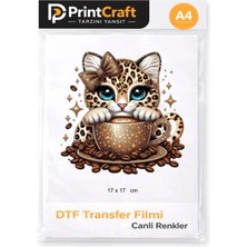 Palo Santo 17X17 cm Kahveli Kedi Modeli Ütü ile Yapışan Dtf Transfer Baskı (A4)