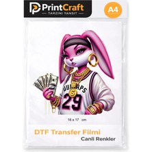 Palo Santo 16X17 cm Pembe Tavşan Modeli Ütü ile Yapışan Dtf Transfer Baskı (A4)