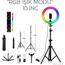 Raylax 10 Inç Rgb Ring Light Selfie Işığı Tripod Telefon Tutucu  Canlı Yayın Makyaj Lambası