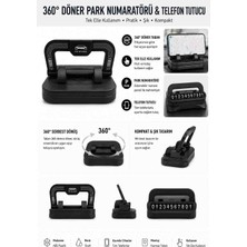 Loacandleco 360° Döner Park Numaratörü ve Telefon Tutucu – Tek Elle Kullanım, Araç Içi Kaymaz Telefon Standı, Gizlenebilir Park Telefon Numaralığı