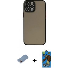 İlk El Grup Pilelistore™ iPhone 13 Pro Max Kılıf Ahenk Çizgi Serisi - Siyah 18D Cam Ekran Koruyucu + Shine Kamera Lens Koruma Cam - Pe