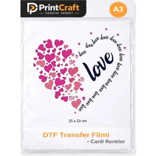 23X25 cm Kalp Love Modeli Ütü ile Yapışan Dtf Transfer Baskı (A3)