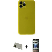 İlk El Grup Pilelistore™ iPhone 11 Pro Max Kılıf Yadigar Yansıma Serisi - Siyah 34D Hayalet Izgaralı Cam + Rainbow Kamera Lens Koruma Cam - Yl