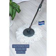Evima Döner Başlıklı Moplar Için Mikrofiber Püsküllü Kir Leke Bırakmaz Yedek Sap Set