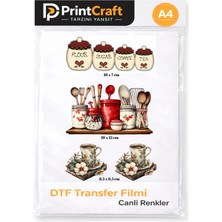 10X18 cm (4 Adet) Mutfak Konsepti Transfer Baskı (A4) Profesyonel Kalite, Canlı Renk, Kolay Ütüleme