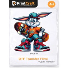 Palo Santo 24X25 cm Kaykaylı Tavşan Modeli Ütü ile Yapışan Dtf Transfer Baskı (A3)