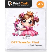 10X10 cm Küçük Prenses Modeli Ütü ile Yapışan Dtf Transfer Baskı (A5)
