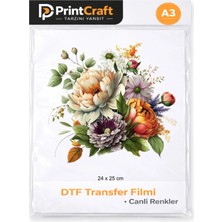 24X25 cm Çiçek Modeli Ütü ile Yapışan Dtf Transfer Baskı (A3)