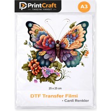 Palo Santo 25X25 cm Desenli Kelebek Modeli Ütü ile Yapışan Dtf Transfer Baskı (A3)