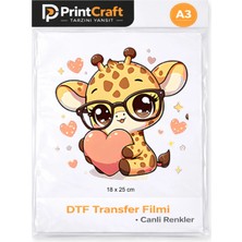25X25 cm Zürafa Modeli Ütü ile Yapışan Dtf Transfer Baskı (A3)