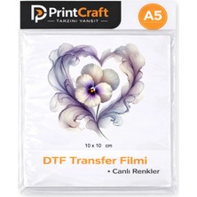 Palo Santo 10X10 cm Kalp Içinde Çiçek Modeli Ütü ile Yapışan Dtf Transfer Baskı (A5)