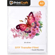 Palo Santo 25X22 cm Pembe Kelebek Modeli Ütü ile Yapışan Dtf Transfer Baskı (A3)