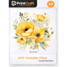 Palo Santo 25X25 cm Sarı Çiçekler Modeli Ütü ile Yapışan Dtf Transfer Baskı (A3)