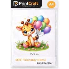 16X17 cm Balonlu Zürafa Modeli Ütü ile Yapışan Dtf Transfer Baskı (A4)