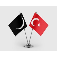 Punto Dizayn Ukab Bayrağı ve Türkiye Bayrağı Ikili Saten Masa Bayrağı Takımı