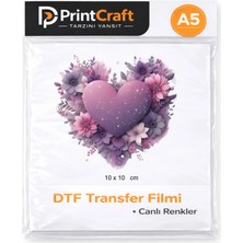 Palo Santo 10X10 cm Mor Çiçekli Kalp Modeli Ütü ile Yapışan Dtf Transfer Baskı (A5)