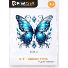 Palo Santo 25X25 cm Mavi Kelebek Modeli Ütü ile Yapışan Dtf Transfer Baskı (A3)