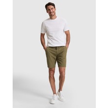 Pierre Cardin Erkek Haki Slim Fit Keten Karışımlı Beli Lastikli Kordonlu Dokuma Şort 50327883-VR027