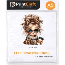 Palo Santo 7X10 cm Süslü Kız Modeli Ütü ile Yapışan Dtf Transfer Baskı (A5)