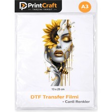Palo Santo 13X25 cm Sarı Çiçekli Kadın Modeli Ütü ile Yapışan Dtf Transfer Baskı (A3)