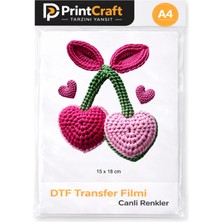 Palo Santo 15X18 cm Pembe Örgü Kiraz Modeli Ütü ile Yapışan Dtf Transfer Baskı (A4)