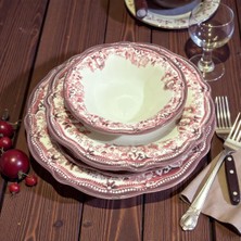 UltraMint Velour Maroon Fulya 24 Parça Yemek Takımı, Şık ve Kullanışlı Set