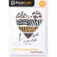 15X18 cm Leopar Kalp Modeli Ütü ile Yapışan Dtf Transfer Baskı (A4)