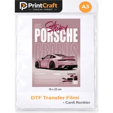 18X25 cm Porsh Modeli Ütü ile Yapışan Dtf Transfer Baskı (A3)