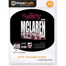 17X25 cm Senna Mclaren Modeli Ütü ile Yapışan Dtf Transfer Baskı (A3)