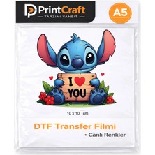 10X10 cm I Love Stitch Modeli Ütü ile Yapışan Dtf Transfer Baskı (A5)