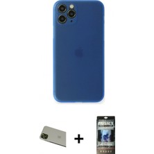 İlk El Grup Pilelistore™ iPhone 11 Pro Max Kılıf Yadigar Yansıma Serisi - Siyah 34D Hayalet Izgaralı Cam + Rainbow Kamera Lens Koruma Cam - Yl
