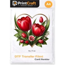 Palo Santo 16X17 cm Kırmızı Çiçekler Modeli Ütü ile Yapışan Dtf Transfer Baskı (A4)