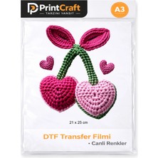 Palo Santo 21X25 cm Pembe Örgü Kiraz Modeli Ütü ile Yapışan Dtf Transfer Baskı (A3)
