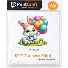 10X10 cm Tavşan Modeli Ütü ile Yapışan Dtf Transfer Baskı (A5)