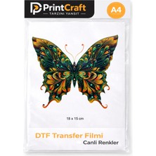 Palo Santo 18X15 cm Yeşil Desenli Kelebek Modeli Ütü ile Yapışan Dtf Transfer Baskı (A4)
