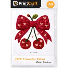 Palo Santo 18X18 cm Kırmızı Örgü Kiraz Modeli Ütü ile Yapışan Dtf Transfer Baskı (A4)