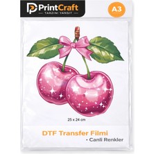 Palo Santo 25X24 cm Pembe Kiraz Modeli Ütü ile Yapışan Dtf Transfer Baskı (A3)