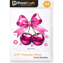 Palo Santo 18X17 cm Pembe Damlalı Kiraz Modeli Ütü ile Yapışan Dtf Transfer Baskı (A4)