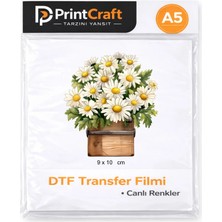 Palo Santo 9X10 cm Papatya Modeli Ütü ile Yapışan Dtf Transfer Baskı (A5)