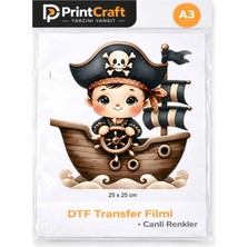 25X25 cm Çocuk Kaptan Modeli Ütü ile Yapışan Dtf Transfer Baskı (A3)