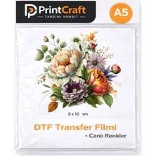 9X10 cm Çiçek Modeli Ütü ile Yapışan Dtf Transfer Baskı (A5)