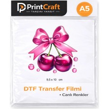 Palo Santo 9,5X10 cm Pembe Damlalı Kiraz Modeli Ütü ile Yapışan Dtf Transfer Baskı (A5)