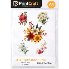 Palo Santo 10-15 cm Çiçek Modeli Ütü ile Yapışan Dtf Transfer Baskı (A4)