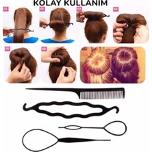Elivora 5’li Karışık Siyah Renk Saç Örme ve Topuz Tokası Seti, Kadın Çocuk Mandal Lastik Toka Seti, Kız Çocuk Toka