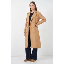 Style Line Kadın Kruvaze Yaka Taba Trençkot