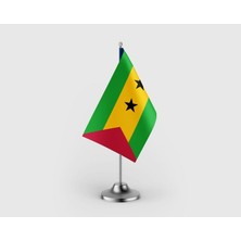 Punto Dizayn São Tomé ve Príncipe Tekli Saten Masa Bayrağı Seti