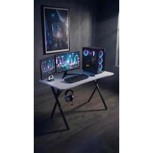 Hey Modüler Mobilya 110 cm Gaming2 Profesyonel Oyuncu Masası Beyaz Tabla, Siyah Metal Ayaklı Hey Gaming2