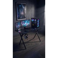 Hey Modüler Mobilya 110 cm Gaming2 Profesyonel Oyuncu Masası Siyah Tabla, Siyah Metal Ayaklı Hey Gaming2