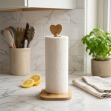 EkoAlışverişDünyam Kare ALTLIK=12X12CM Ahşap Bambu Kağıt Havluluk Kalp Başlı Sap=28.5cm (5510)