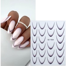 Aba Nails Ombre Efekt French Tırnak Sticker Siyah Nail Art SD-1934